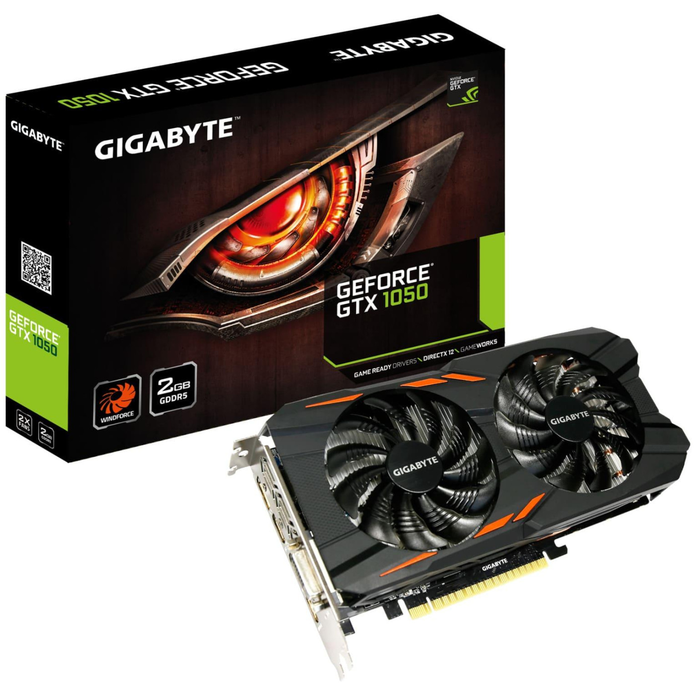 Видеокарта Gigabyte GTX 1050 2Gb (GV-N1050WF2-2GD) (GDDR5, 128 bit, PCI-E v3.0) Б/у