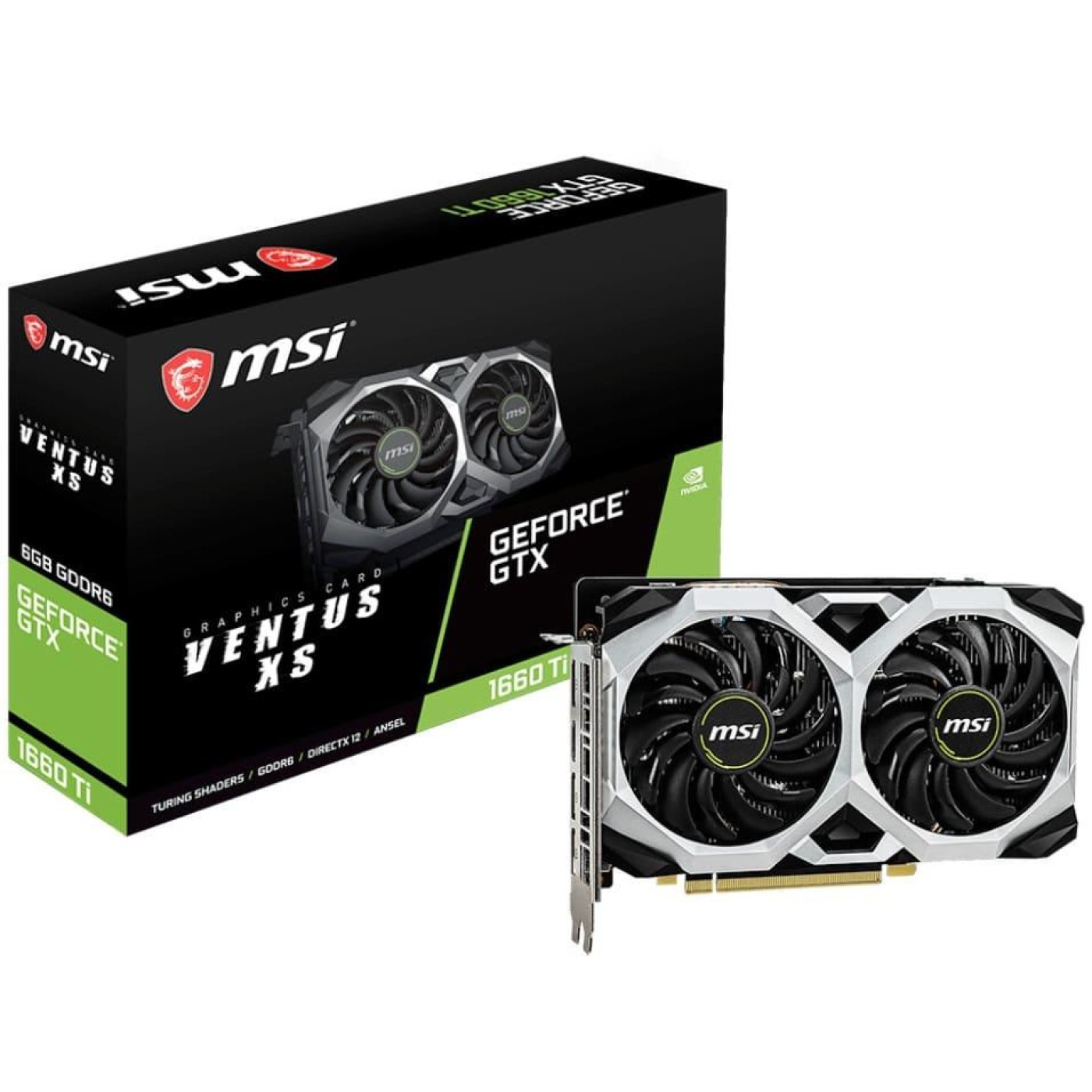 Видеокарта MSI GTX 1660Ti 6Gb Ventus XS (GTX 1660TI VENTUS XS 6G) (GDDR6, 192 bit, PCI-E 3.0 x16) Б/у