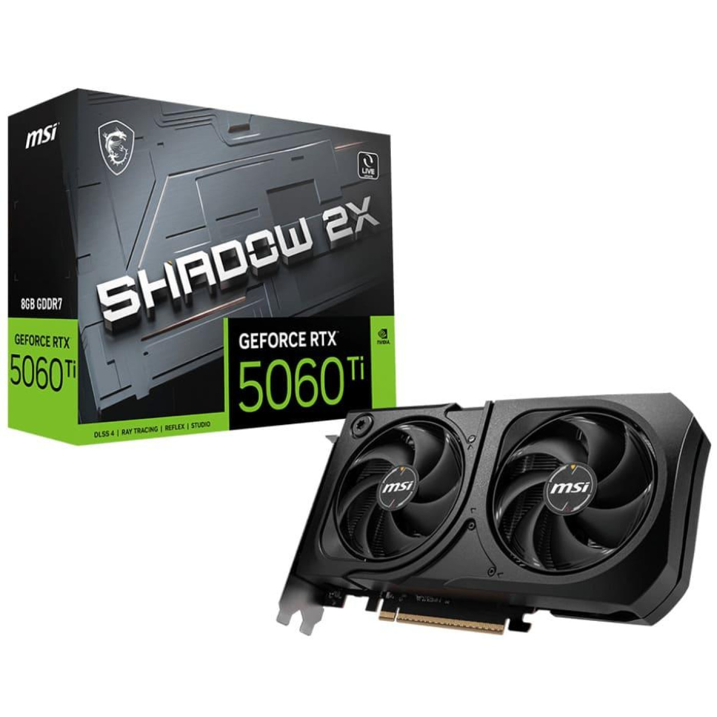 Відеокарта MSI RTX 5060 Ti 8GB SHADOW 2X PLUS (RTX 5060 Ti 8GB SHADOW 2X PLUS) (GDDR7, 128 bit, PCI-E v5.0 x8)