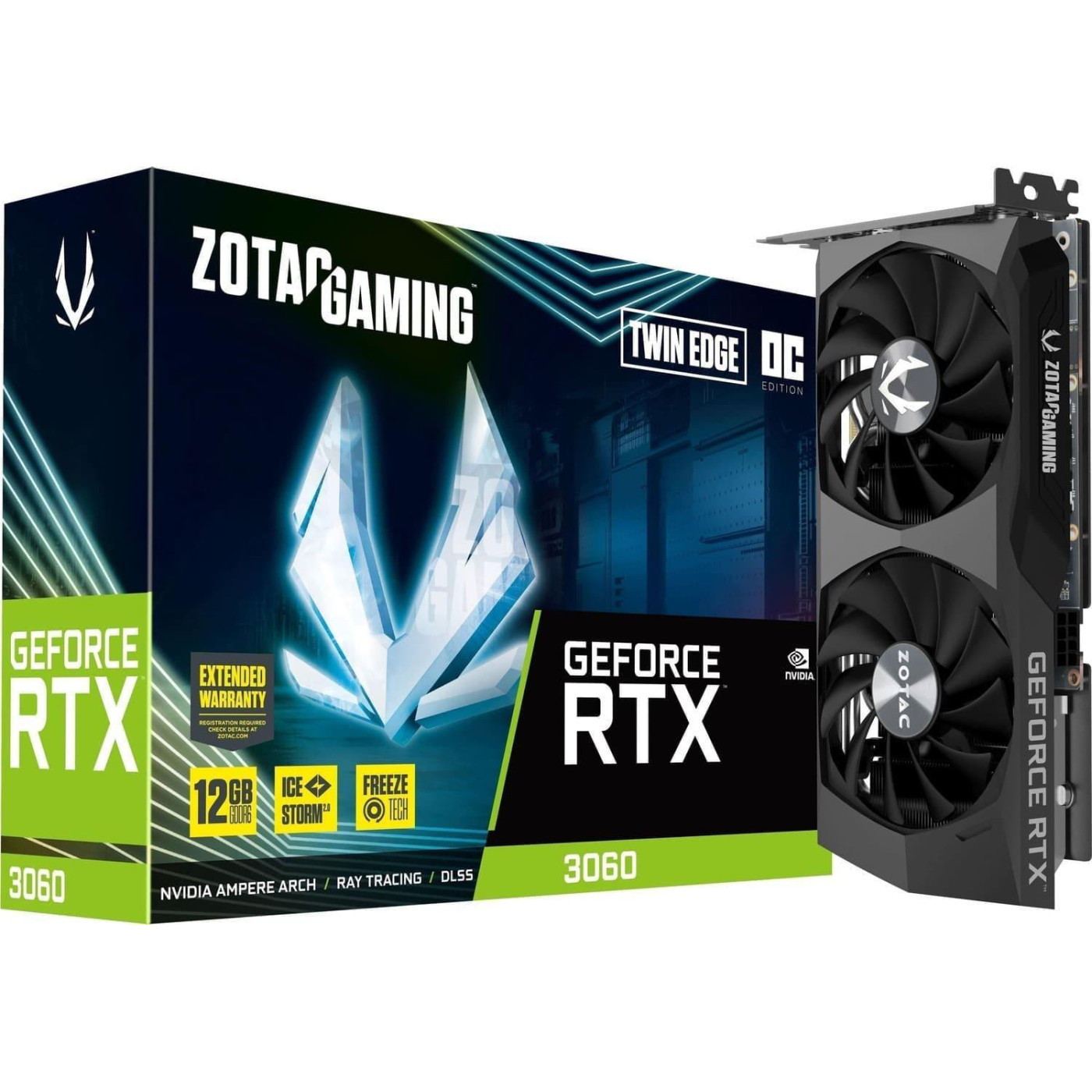 Відеокарта Zotac RTX 3060 Twin Edge 12GB LHR (ZT-A30600H-10M/LHR) (GDDR6, 192 bit, PCI-E 4.0 x16)