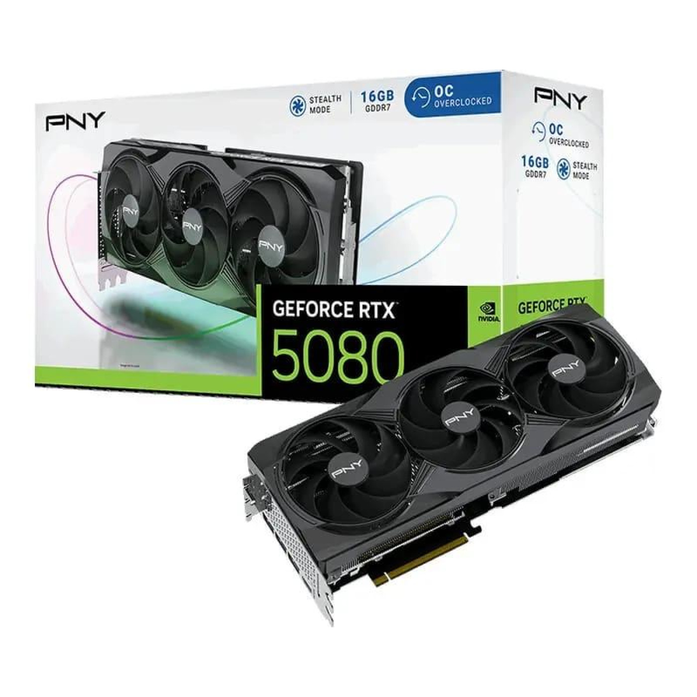 Відеокарта PNY RTX 5080 16Gb Overclocked Triple Fan (VCG508016TFXPB1-O) (GDDR7, 256 bit, PCI-E v5.0 x16)