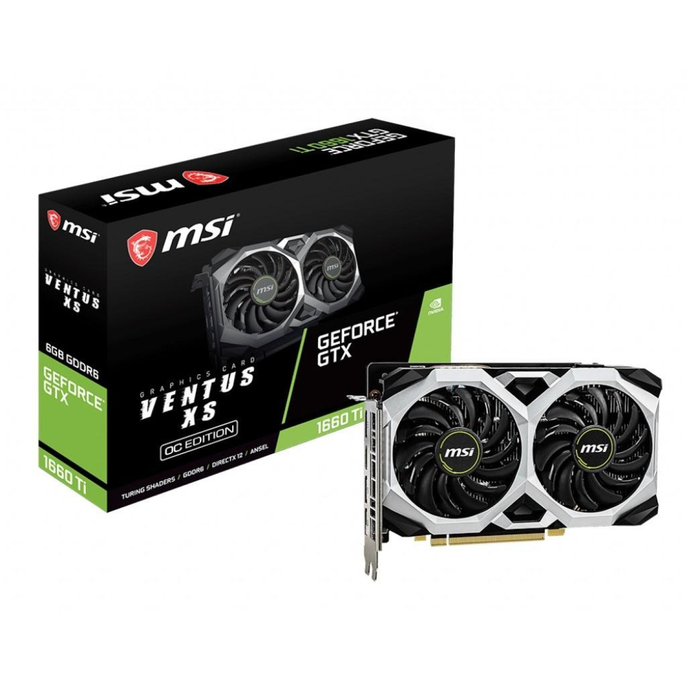 Видеокарта MSI GTX 1660Ti 6Gb Ventus XS OC (GeForce GTX 1660 Ti VENTUS XS 6G OC) (GDDR6, 192 bit, PCI-E 3.0 x16) Б/у