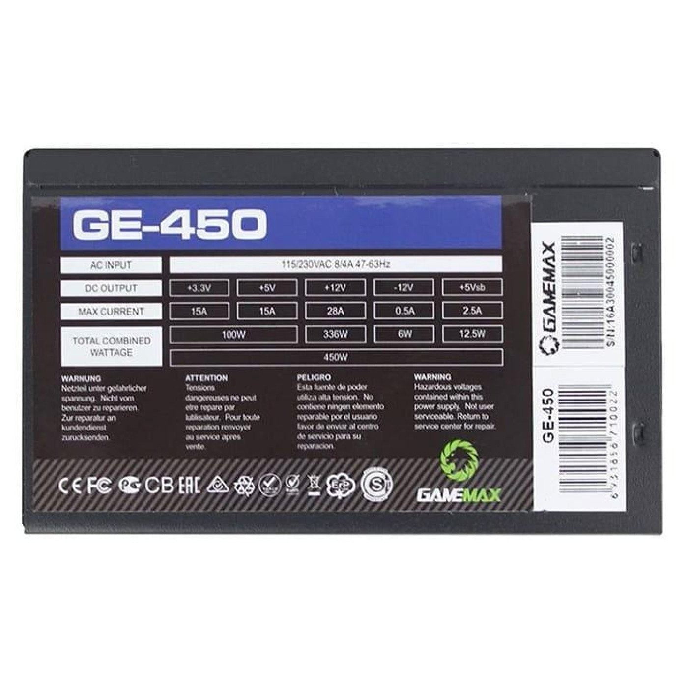 Блок живлення GameMax GE-450 450W (GE-450) Black