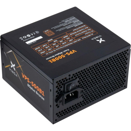 Блок живлення Vinga 500W без кабелю 80+ Bronze (VPS-500B1) Black