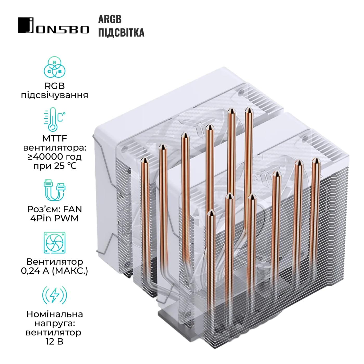 Кулер для процесора Jonsbo CR-3000E COLOR White (CR-3000E COLOR White)