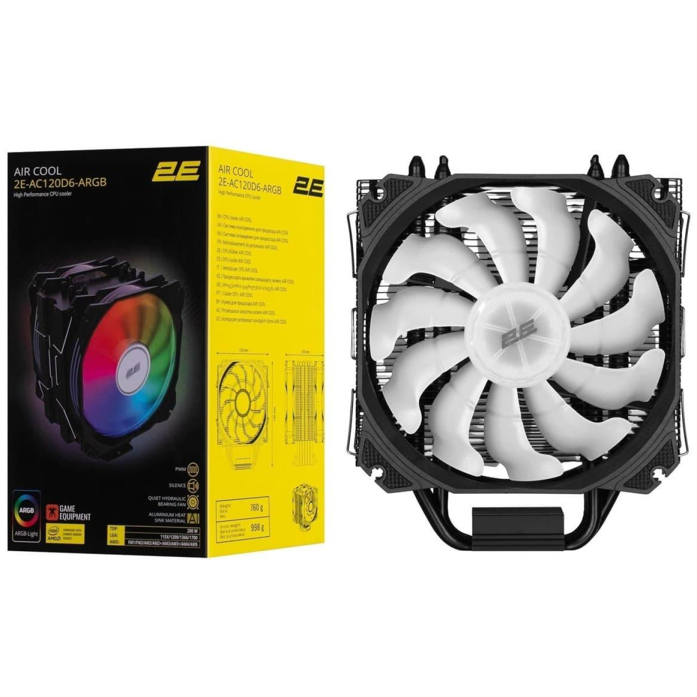 Кулер для процесора 2E GAMING AIR COOL (2E-AC120D6-ARGB)