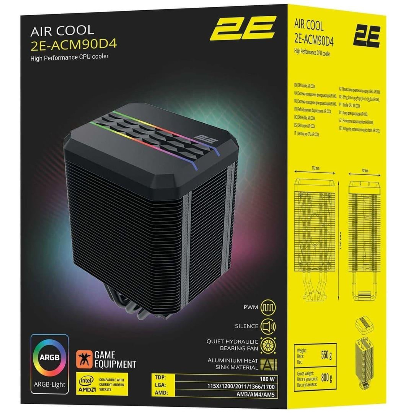Кулер для процессора 2E GAMING AIR COOL (ACM90D4) RGB 1700 (2E-ACM90D4)