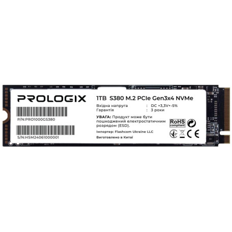 Накопичувач SSD ProLogix m.2 NVMe 1TB S380 (PRO1000GS380)