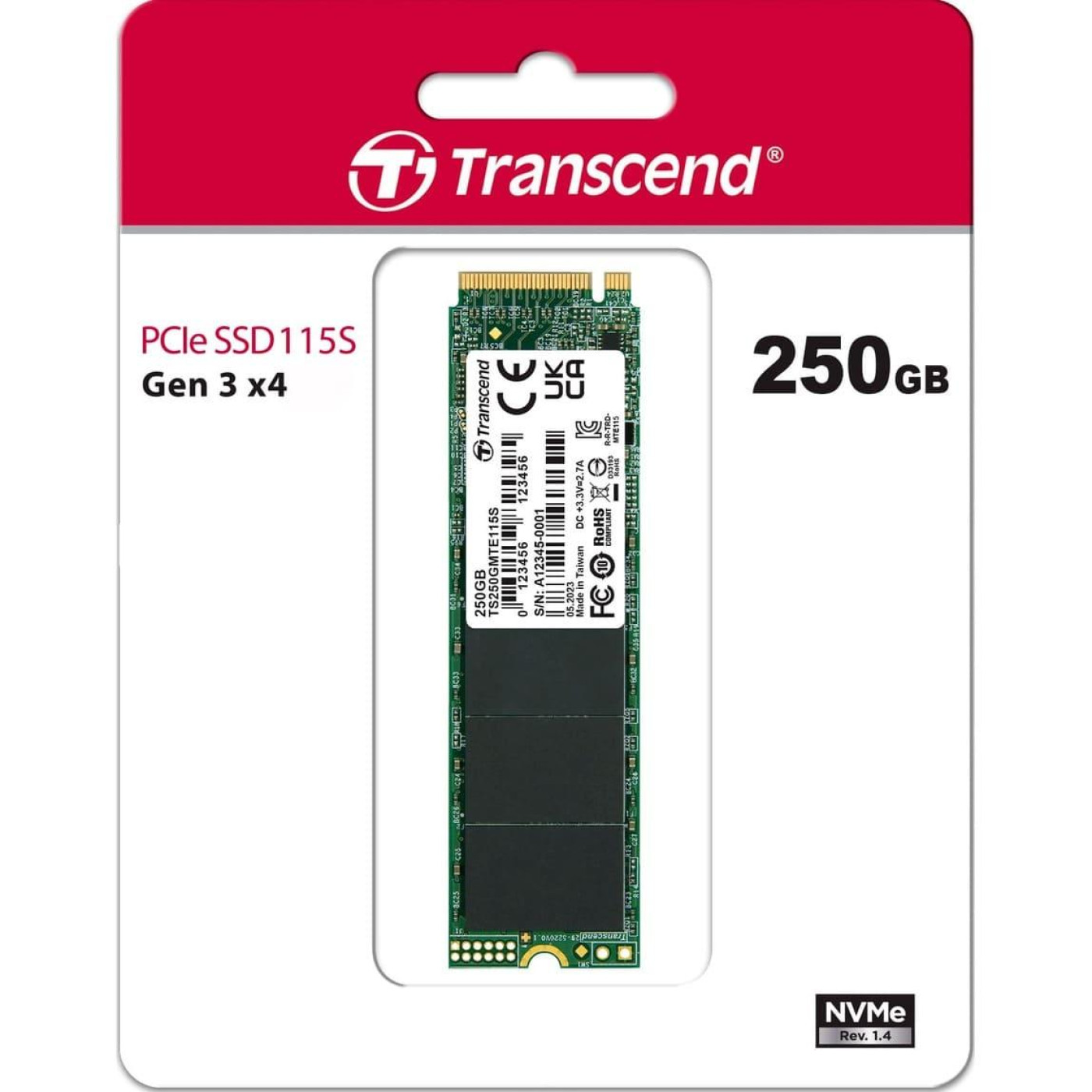 Накопичувач SSD Transcend SSD M.2 2280 250GB (TS250GMTE115S)