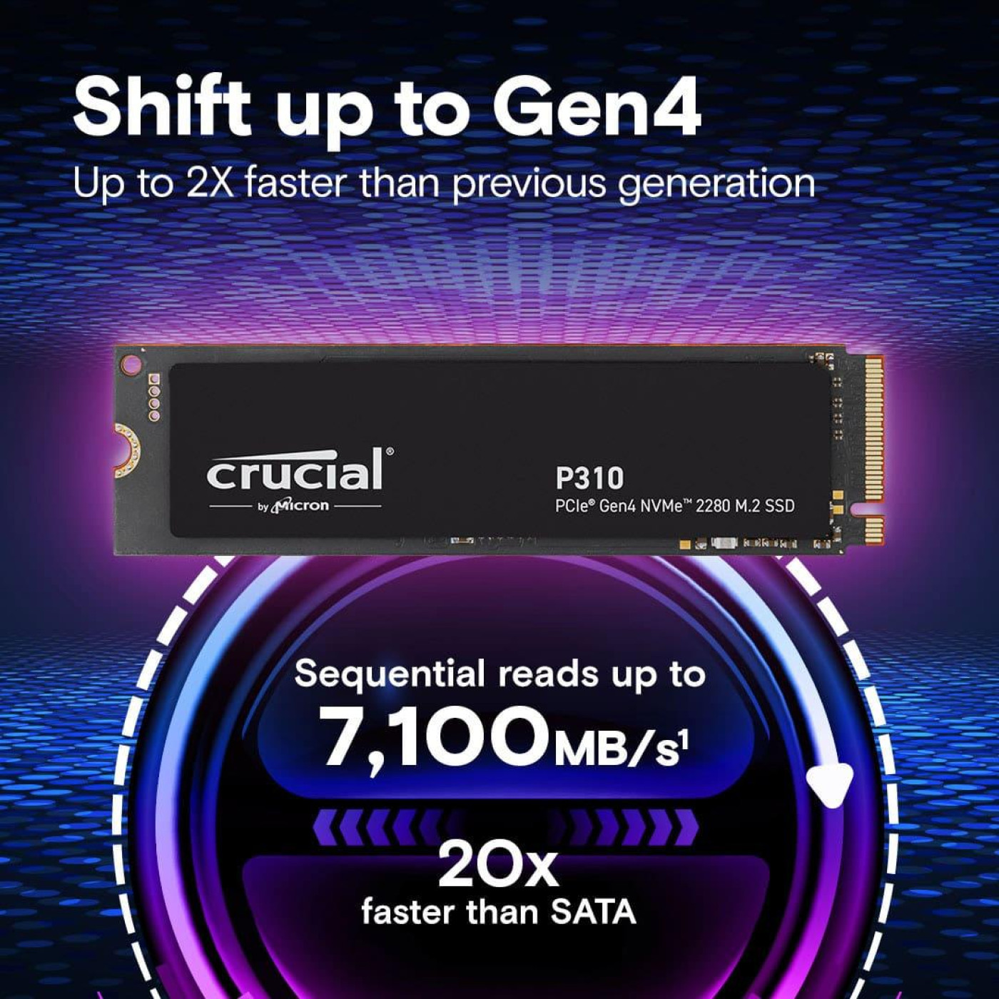 Накопитель SSD Crucial m.2 NVMe 1TB P310 PCI-E 4.0 Tray (CT1000P310SSD8-T)
