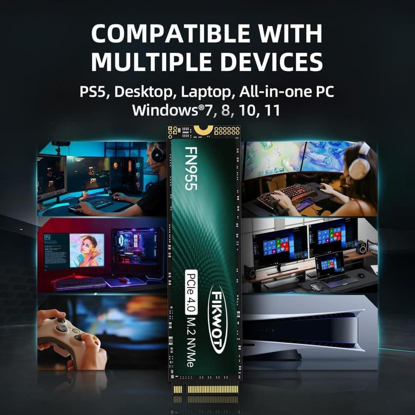 Накопитель SSD M.2 NVMe 2TB Fikwot FN955 M.2 2280 SSD PCIe Gen4 x4 (FN955 2TB)