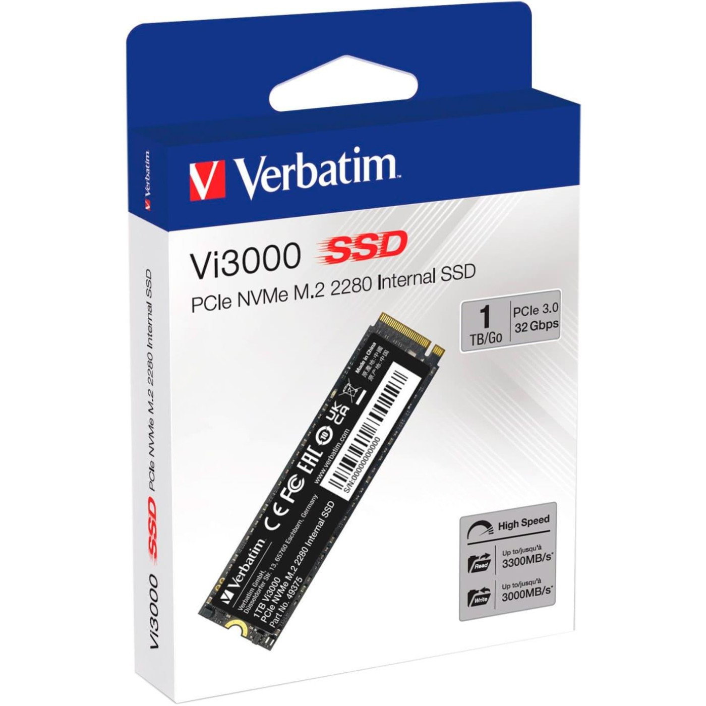 Накопичувач SSD Verbatim m.2 NVMe 1TB Vi3000 PCIe 3.0 (49375)