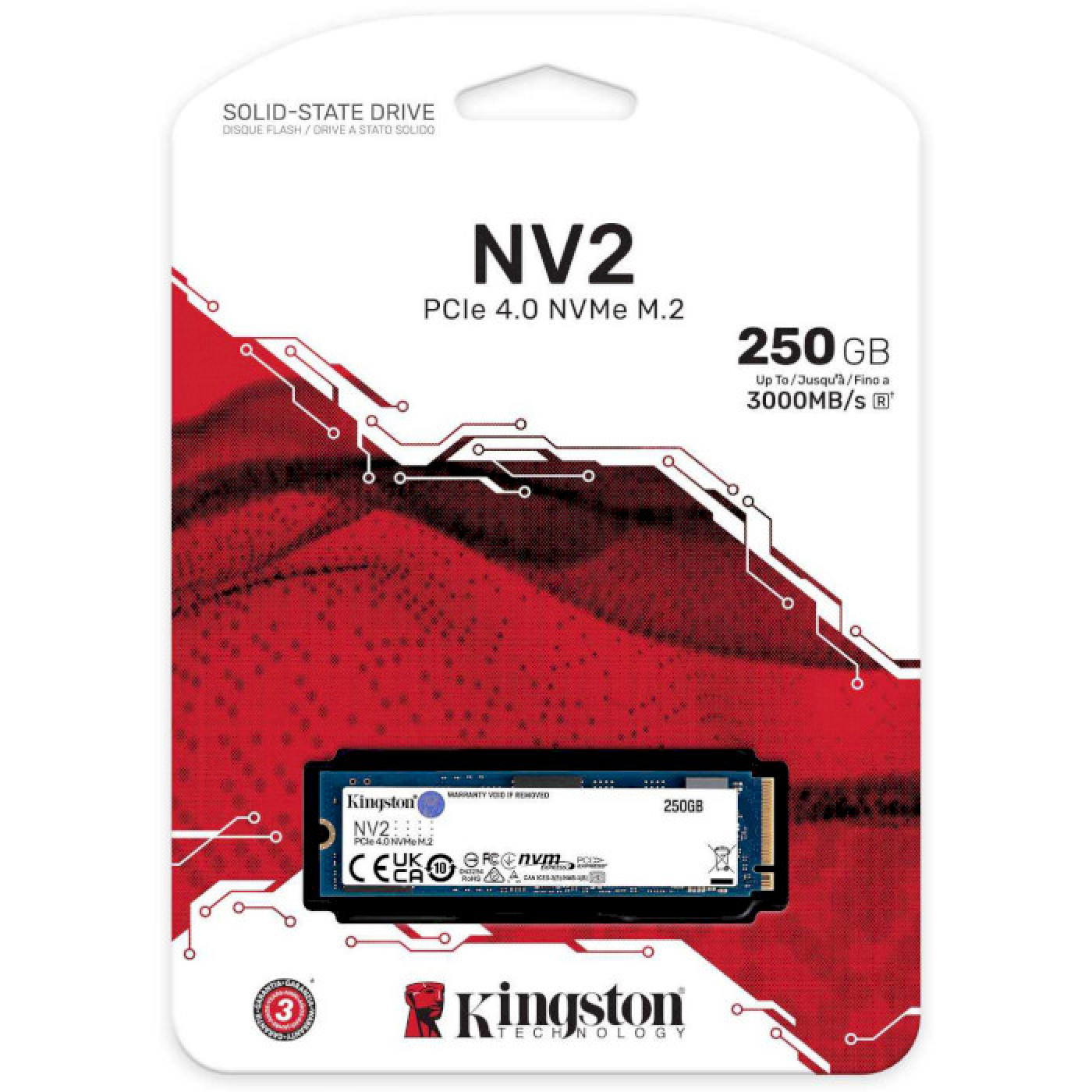 Накопичувач SSD Kingston m.2 NVMe 250GB NV2 PCIe 3.0 256 240 (SNV2S/250G) U1