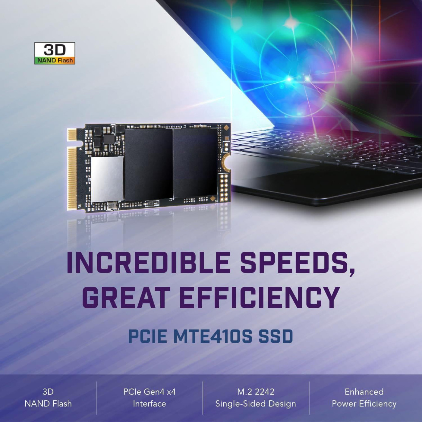 Накопитель SSD Transcend m.2 NVMe 256GB 2242 PCIe 4.0x4 3D TLC DRAM-less (TS256GMTE410S) (TS256GMTE410S_)