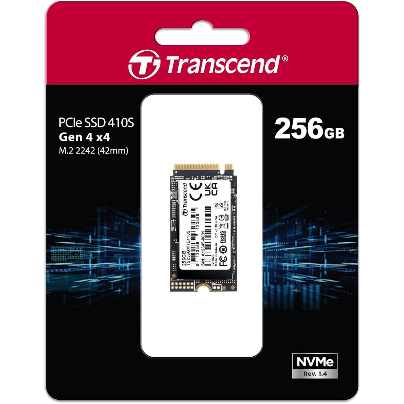 Накопитель SSD Transcend m.2 NVMe 256GB 2242 PCIe 4.0x4 3D TLC DRAM-less (TS256GMTE410S) (TS256GMTE410S_)