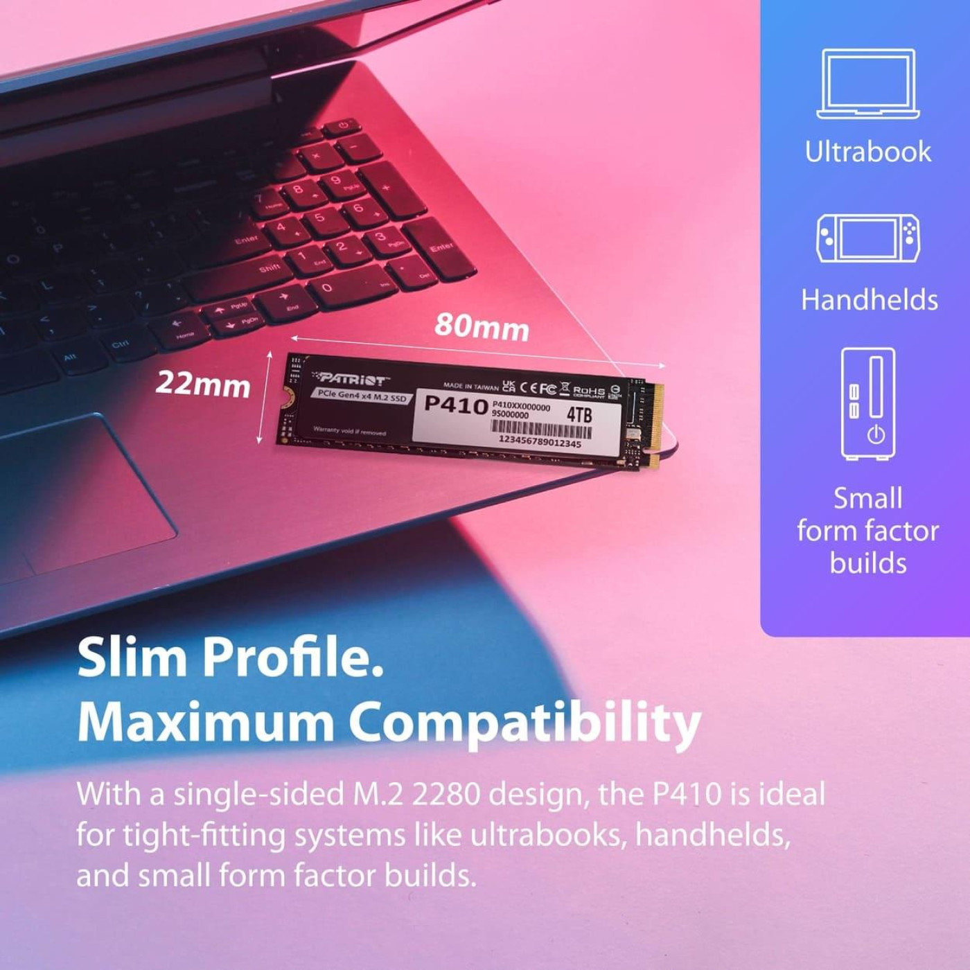 Накопитель SSD Patriot m.2 NVMe 2Tb P410 PCIe 4.0x4 (P410P2TBM28H)