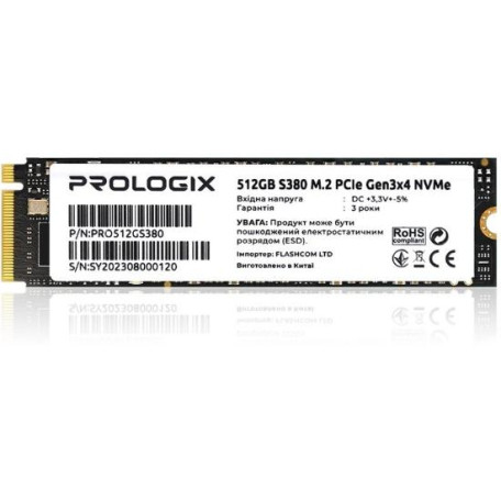 Накопичувач SSD ProLogix m.2 NVMe 512GB S380 TLC PCIe 3.0 480 500 (PRO512GS380)