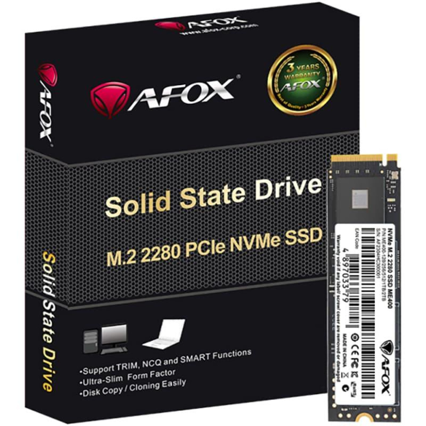 Накопичувач SSD Afox m.2 NVMe 1Tb ME400 PCIe 4,0x4 3D TLC NAND (ME400-1024GQN)
