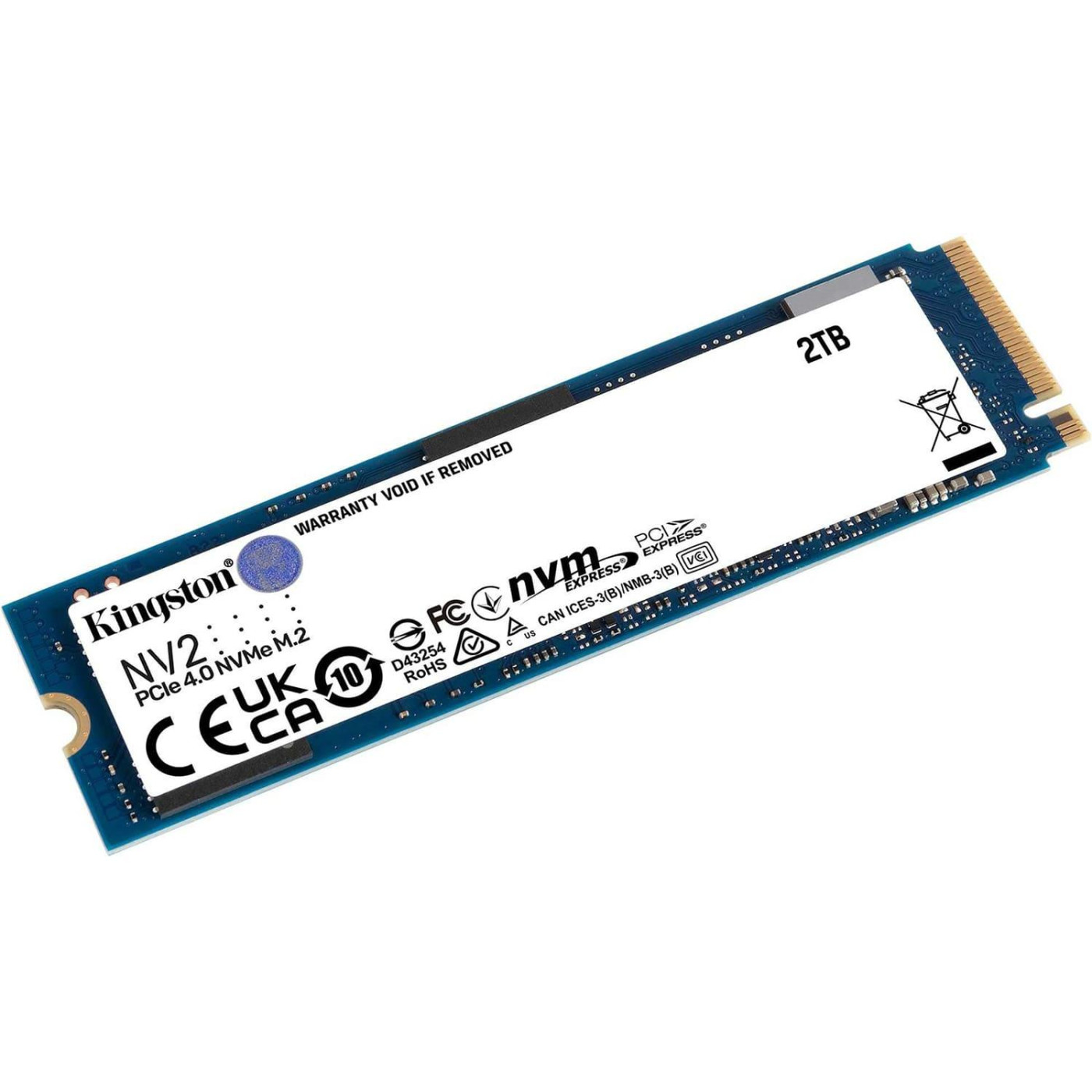 Накопичувач SSD Kingston SSD 2TB NV2 M.2 2280 PCIe Gen 4x4 3D NAND, Retail (SNV2S/2000G#)