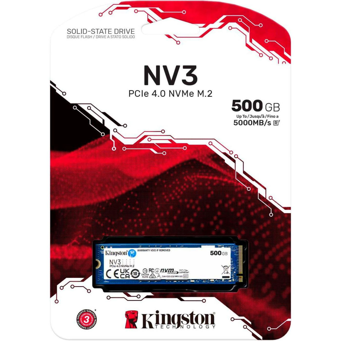 Накопитель SSD Kingston m.2 NVMe 500GB NV3 PCIe 4.0 480 512 (SNV3S/500G)
