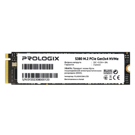 Накопитель SSD ProLogix m.2 NVMe 512GB S380 TLC PCIe 3.0 480 500 (PRO512GS380)