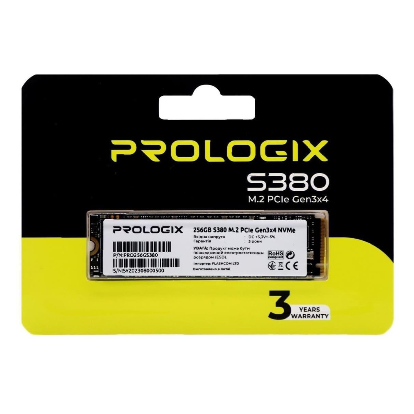 Накопичувач SSD ProLogix m.2 NVMe 512GB S380 TLC PCIe 3.0 480 500 (PRO512GS380)