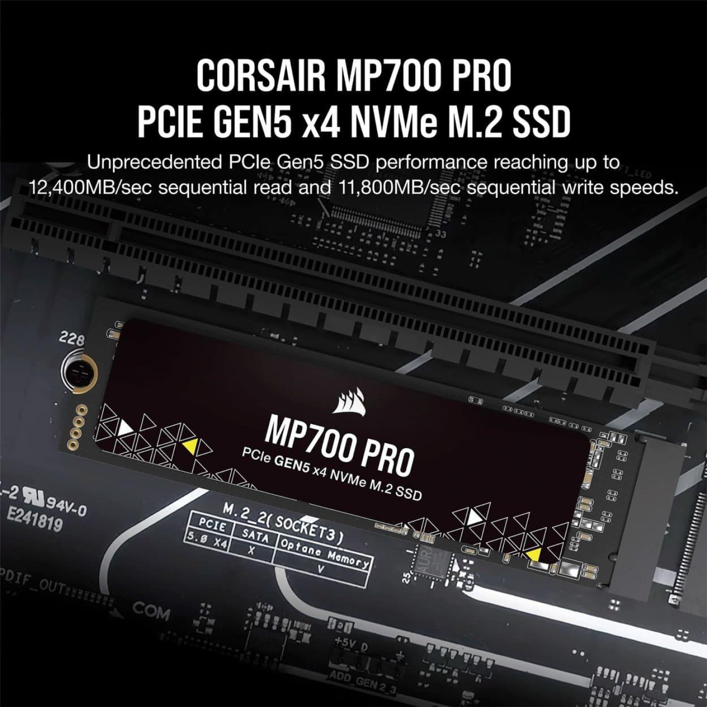 Накопичувач SSD Corsair m.2 NVMe 4TB MP700 PRO PCIe Gen.5 x4 (CSSD-F4000GBMP700PNH)