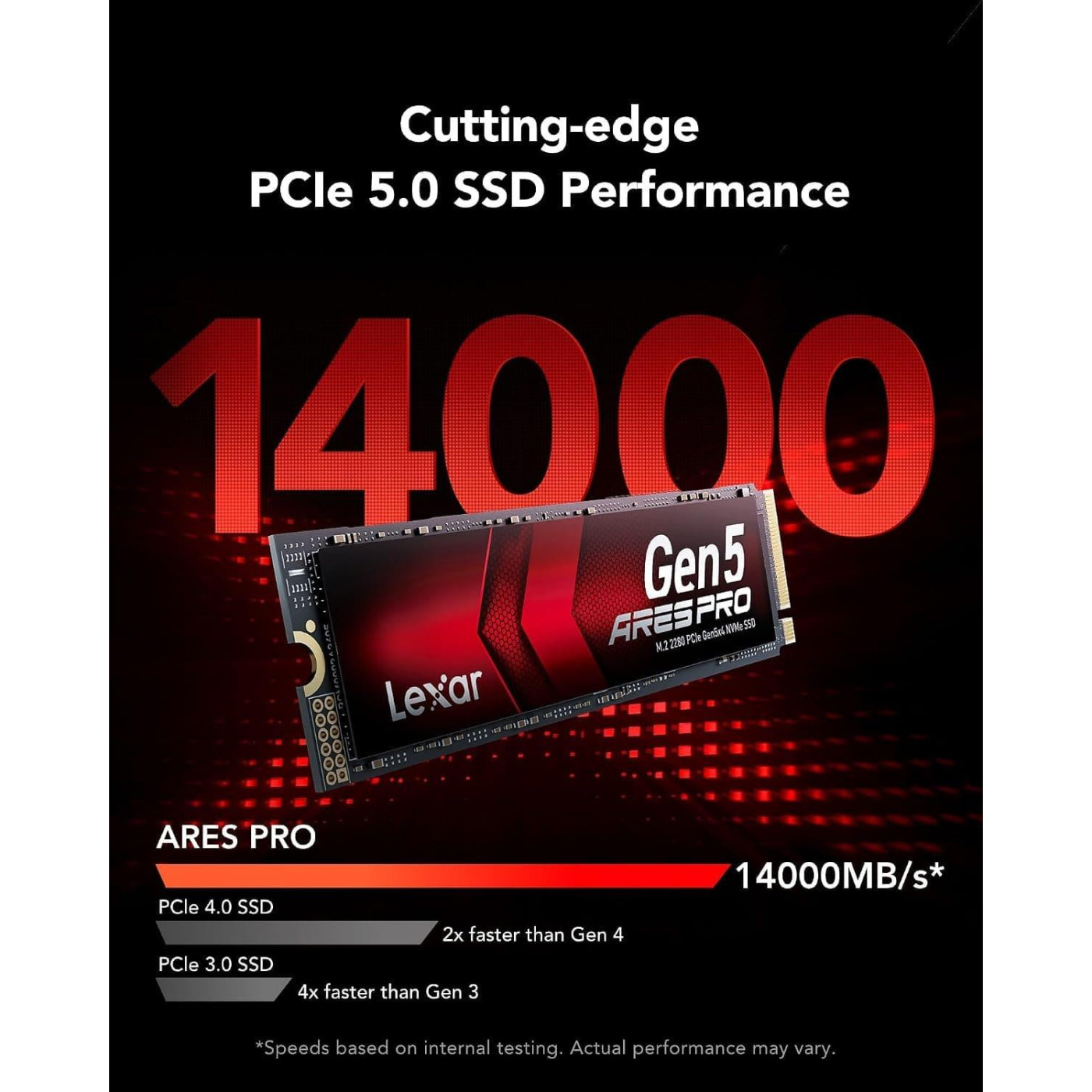 Накопичувач SSD Lexar m.2 NVMe 2TB ARES PRO PCIe 5.0 (LNMAESP002T-RNNNG) U1