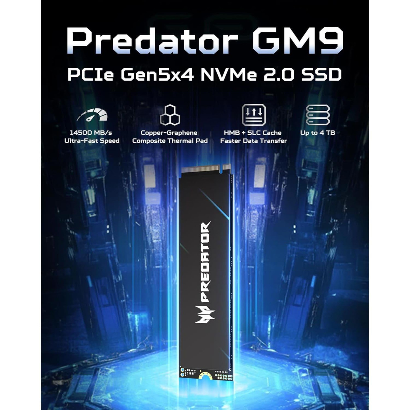 Накопитель SSD Acer Predator m.2 NVMe 1TB GM9 PCI-E 5.0 x4 (BL.9BWWR.136)