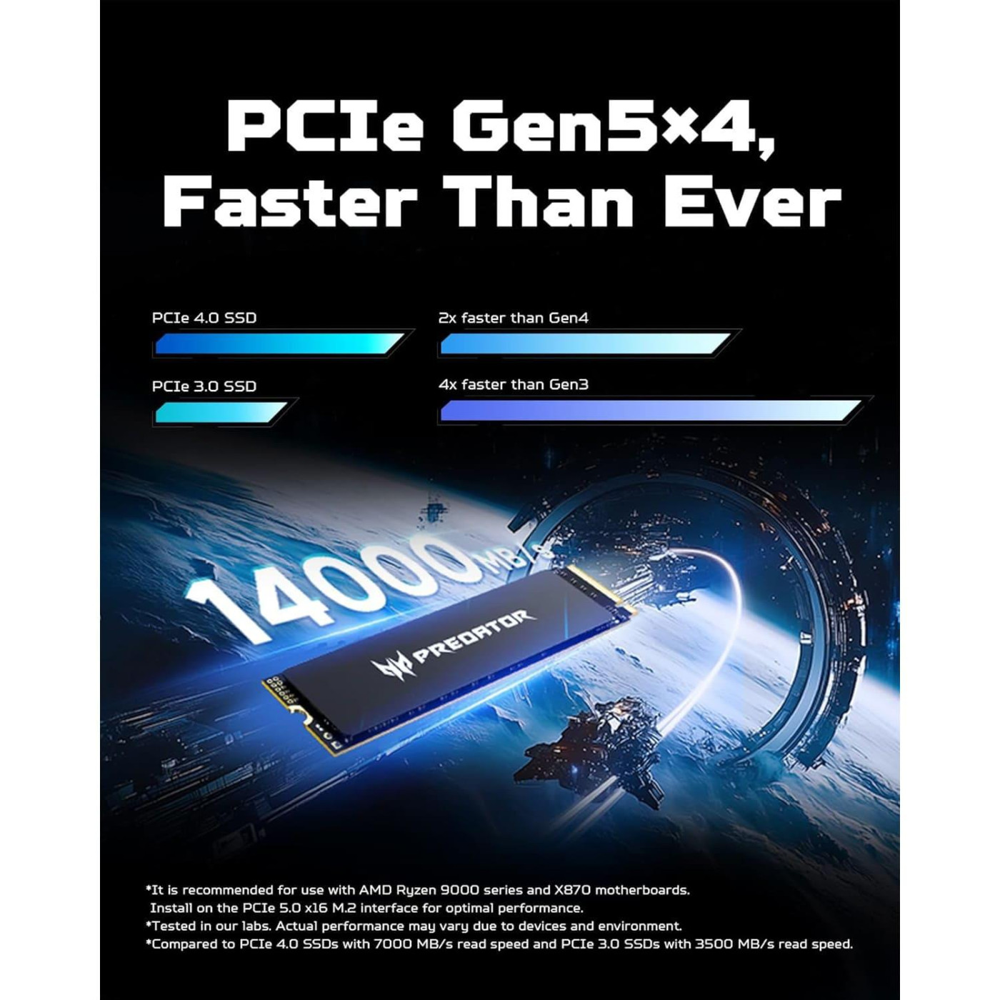 Накопитель SSD Acer Predator m.2 NVMe 1TB GM9000 PCI-E 5.0 x4 (BL.9BWWR.129)