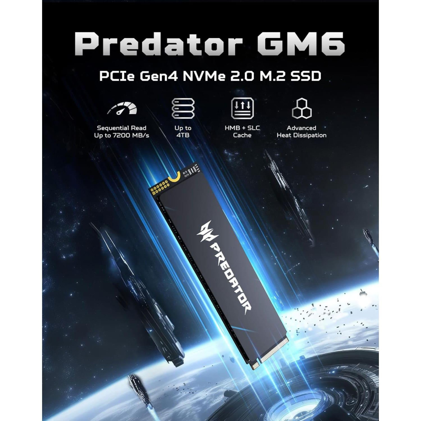 Накопитель SSD Acer Predator m.2 NVMe 4TB GM6 PCI Express 4.0 x4 (BL.9BWWR.135)