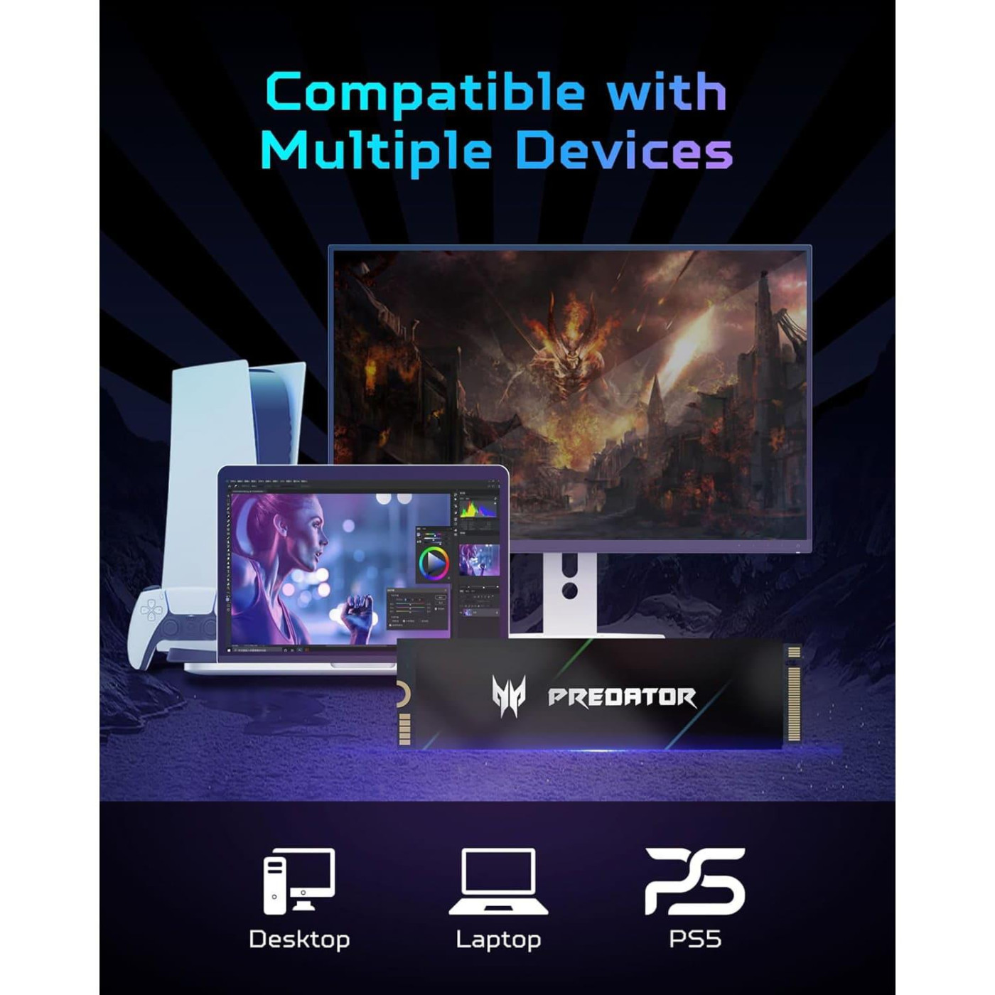 Накопитель SSD Acer Predator m.2 NVMe 4TB GM7000 PCI Express 4.0 x4 (BL.9BWWR.107)