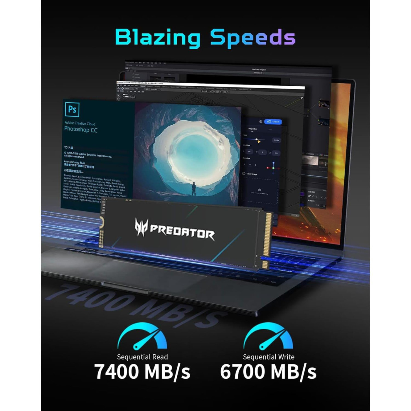 Накопитель SSD Acer Predator m.2 NVMe 4TB GM7000 PCI Express 4.0 x4 (BL.9BWWR.107)