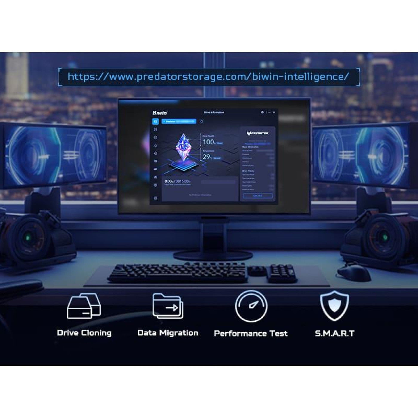 Накопитель SSD Acer Predator m.2 NVMe 4TB GM7000 Heatsink PCI Express 4.0 x4 (BL.9BWWR.124)