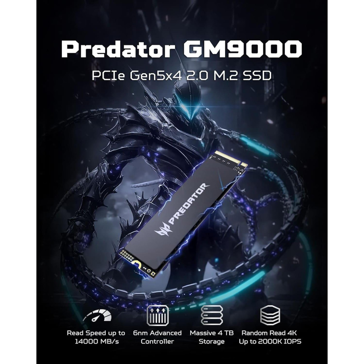 Накопитель SSD Acer Predator m.2 NVMe 4TB GM9000 PCI Express 5.0 x4 (BL.9BWWR.131)