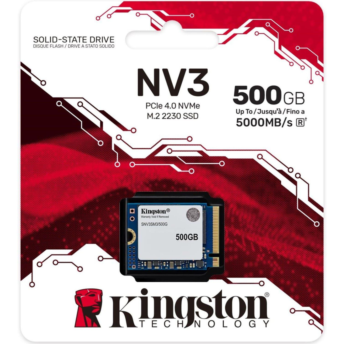Накопитель SSD Kingston m.2 NVMe 500GB NV3 NVMe 2230 PCIe 4.0 x4 3D NAND 512 480 (SNV3SM3/500G)