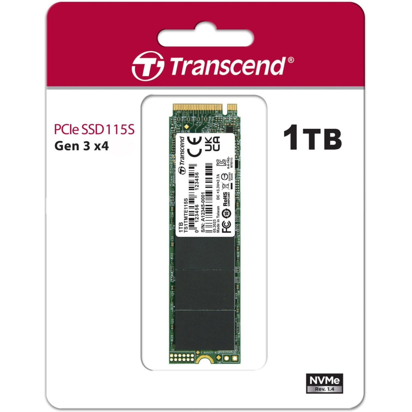 Накопичувач SSD Transcend m.2 NVMe 1Tb 115S (TS1TMTE115S)