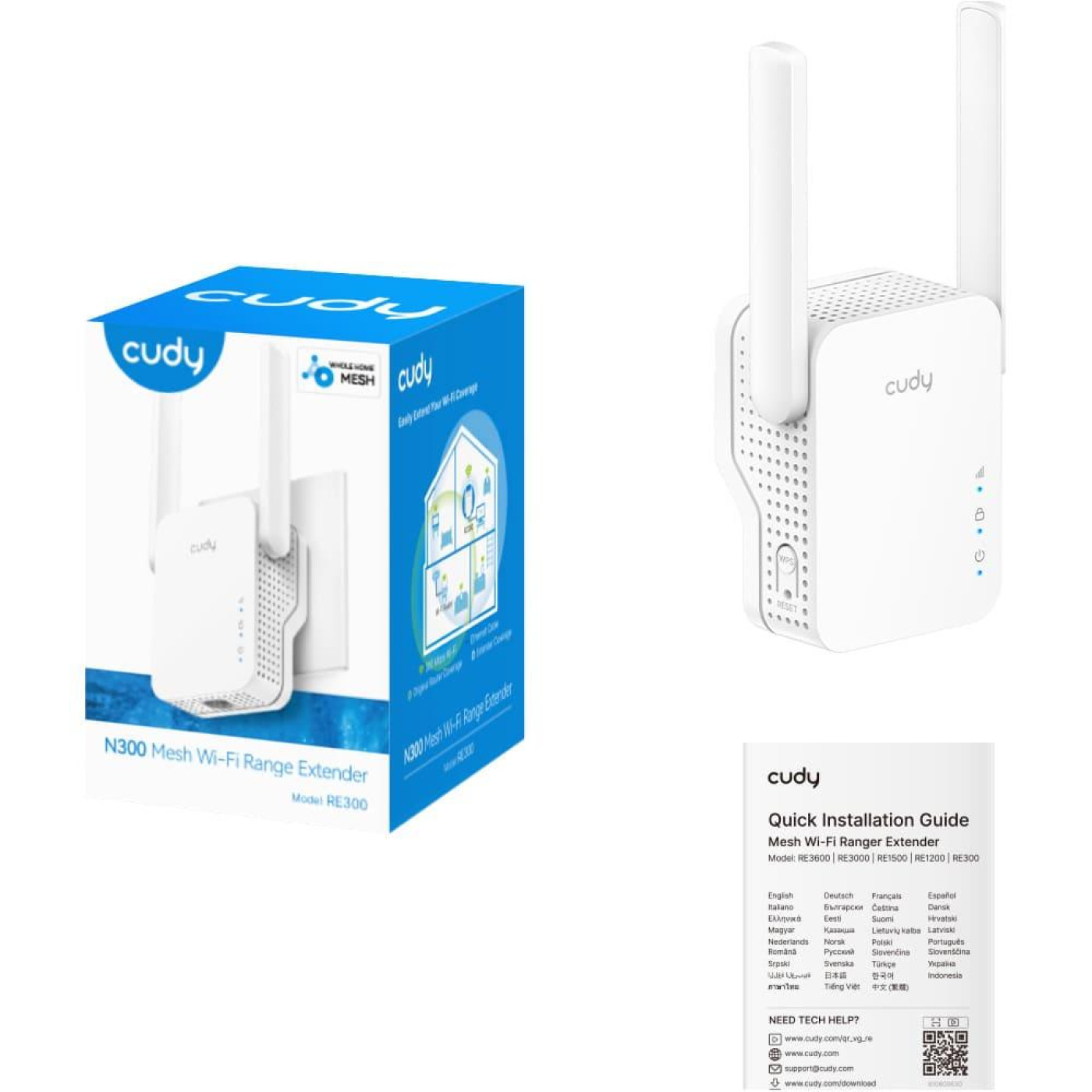Точка доступу Cudy RE300, N300 WiFi Mesh Repeater (RE3001)