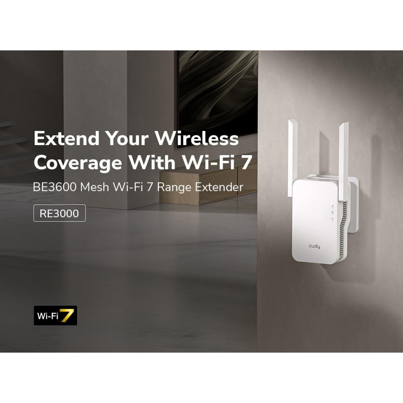 Точка доступа Cudy Wi-Fi сигналу RE3000, BE3600 WiFi 7 Mesh Repeater (RE3600)