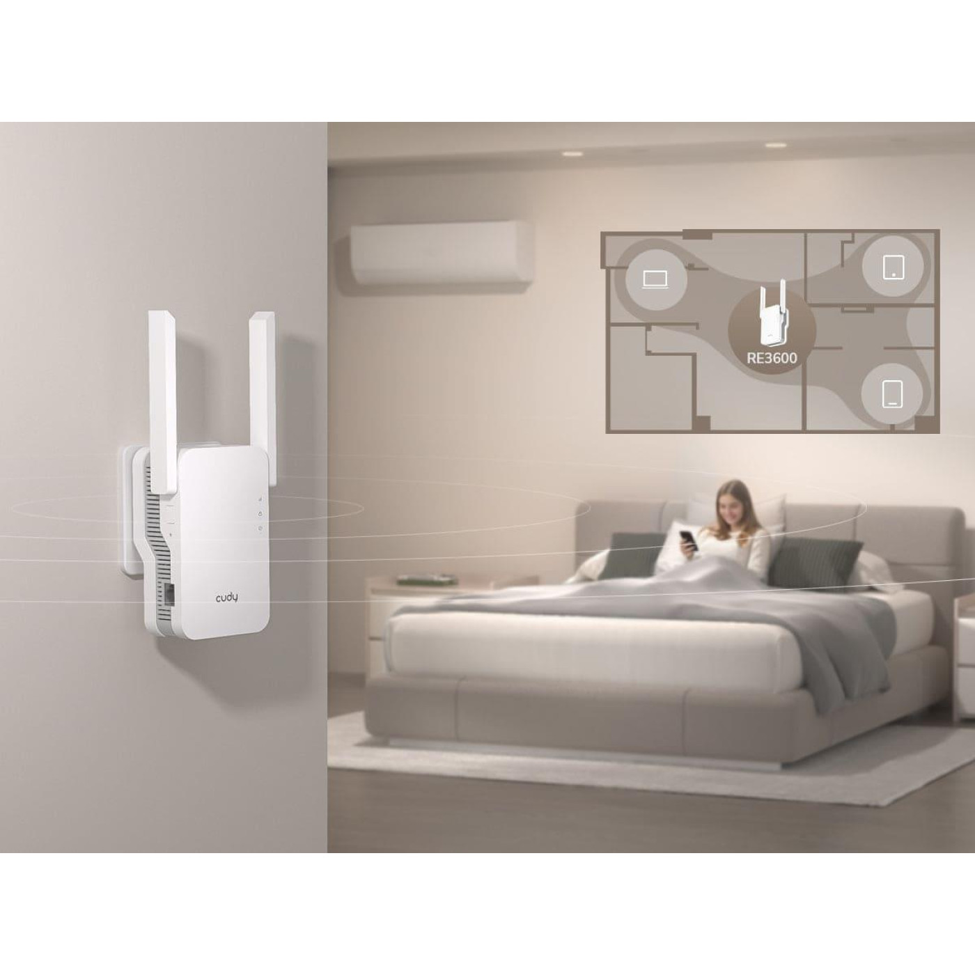 Точка доступа Cudy Wi-Fi сигналу RE3000, BE3600 WiFi 7 Mesh Repeater (RE3600)