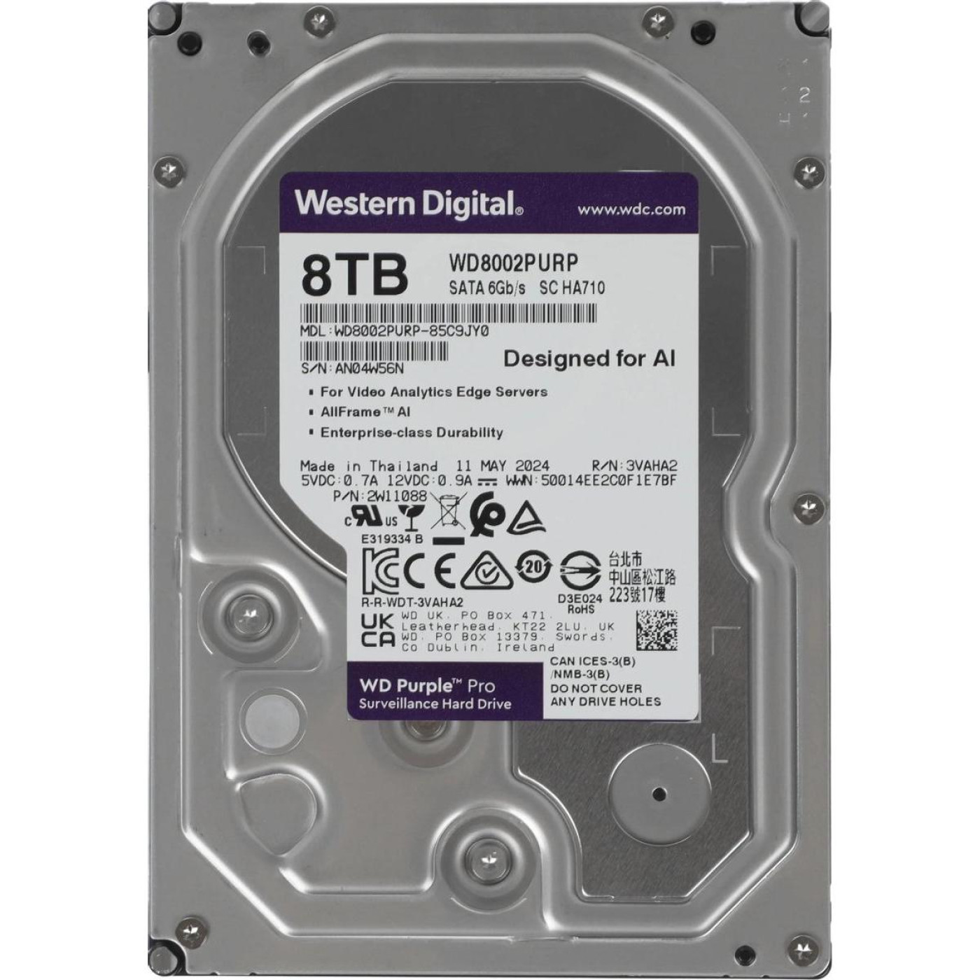Жесткий диск Western Digital HDD 3.5 WD 8TB (WD8002PURP)