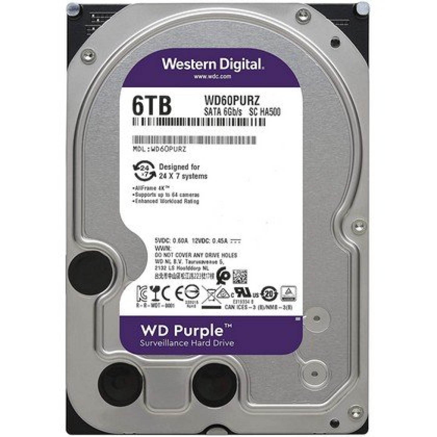 Жесткий диск Western Digital 3.5 Purple 6Tb (WD60PURZ) Б/у