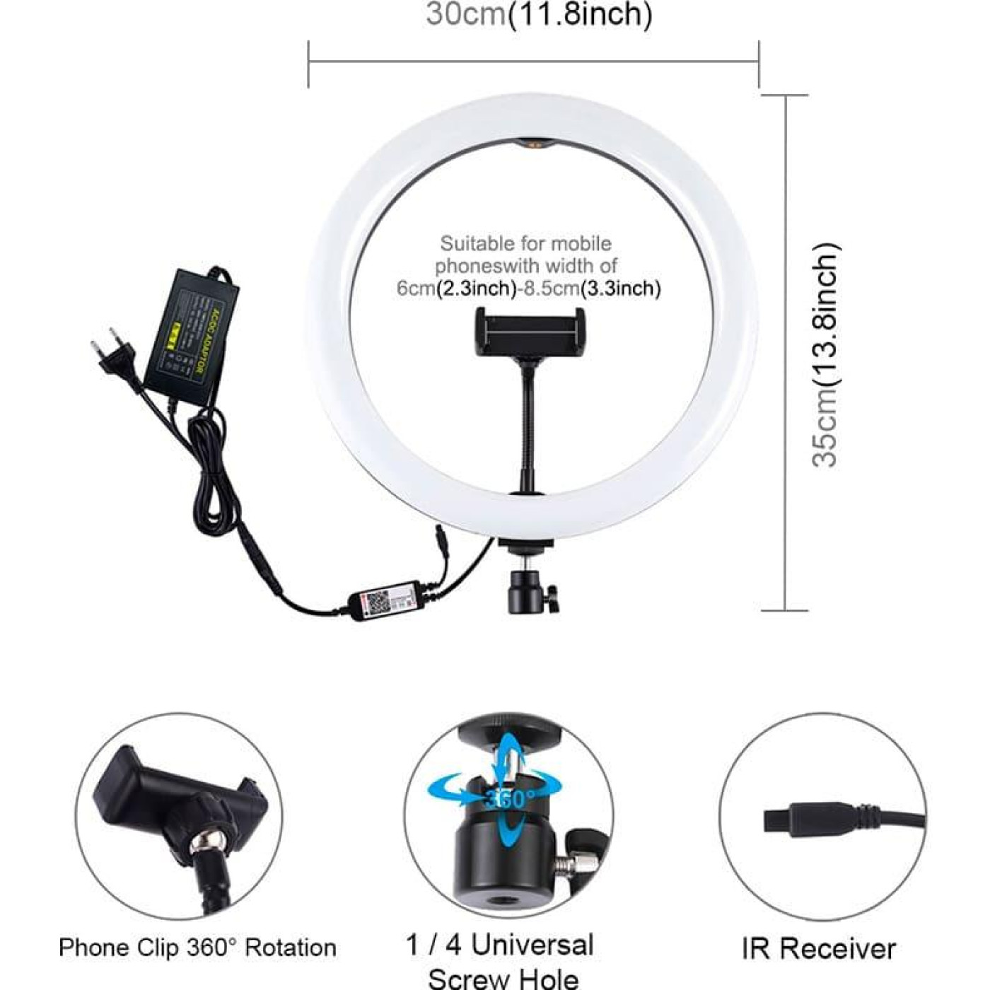 Кильцева LED лампа Puluz PU411EU 12