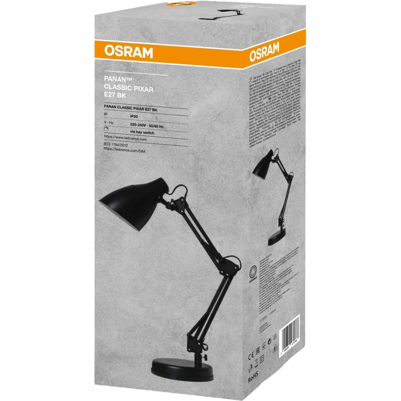 Лампа настільна OSRAM Panan CLASSIC PIXAR E27, чорний