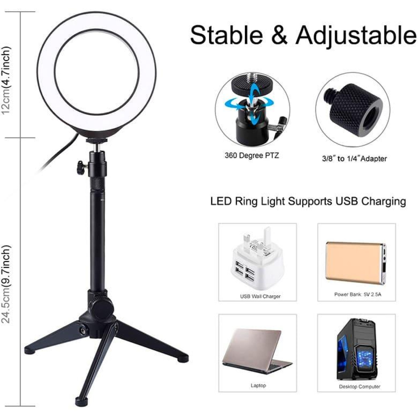 Кильцева USB LED лампа Puluz PKT3031 4.7 