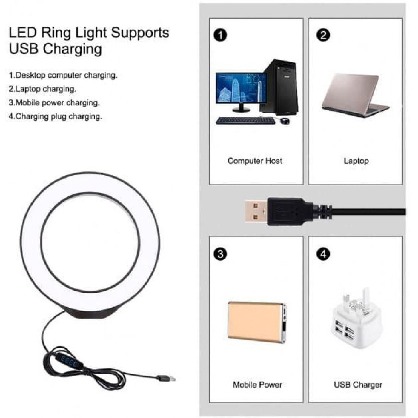 Кильцева USB LED лампа Puluz PKT3058B 4.7