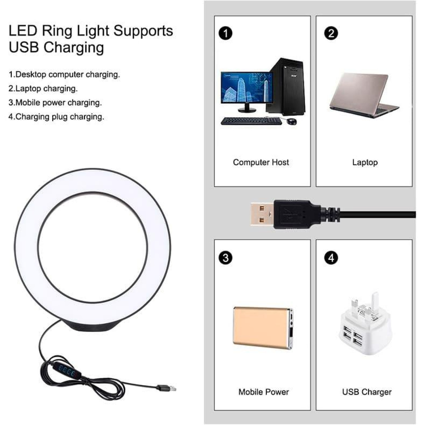 Кильцева USB LED лампа Puluz PKT3059B 6.2