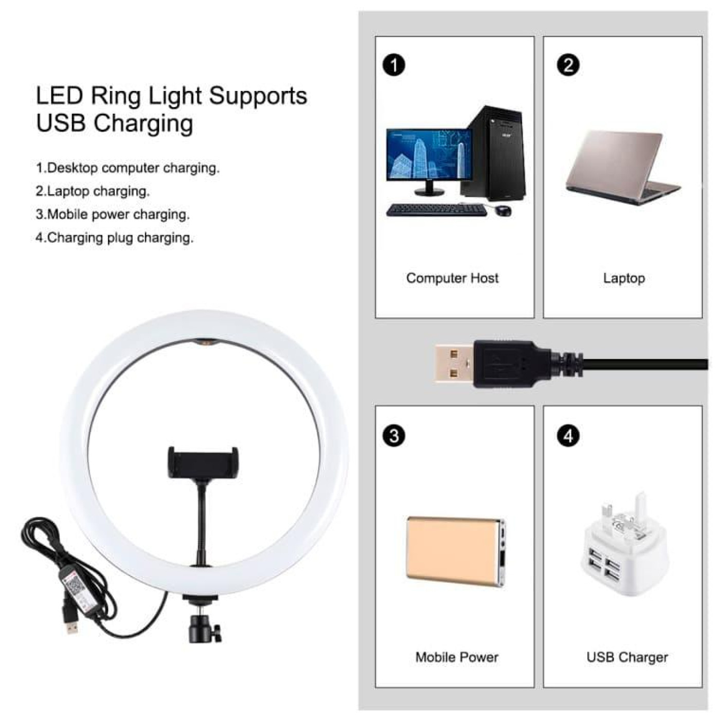 Кильцева USB LED лампа Puluz PKT3068B 11.8