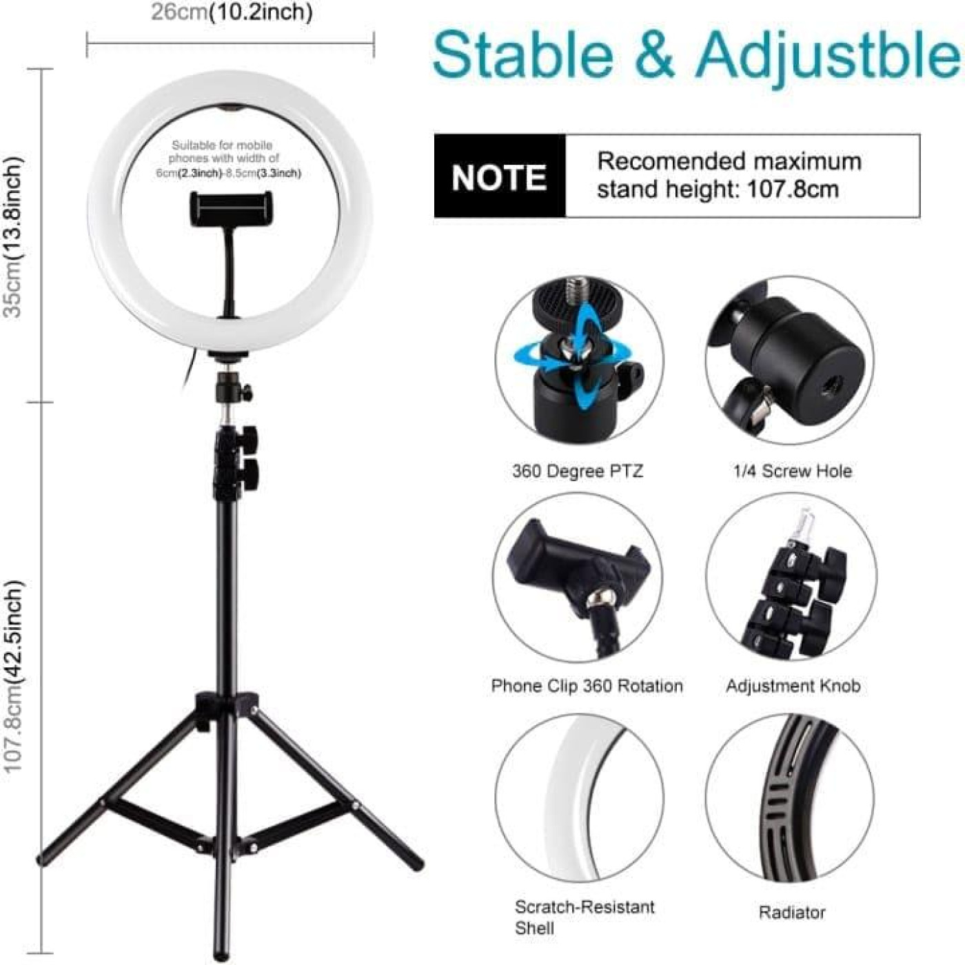 Кильцева USB LED лампа Puluz PKT3069B 10.2