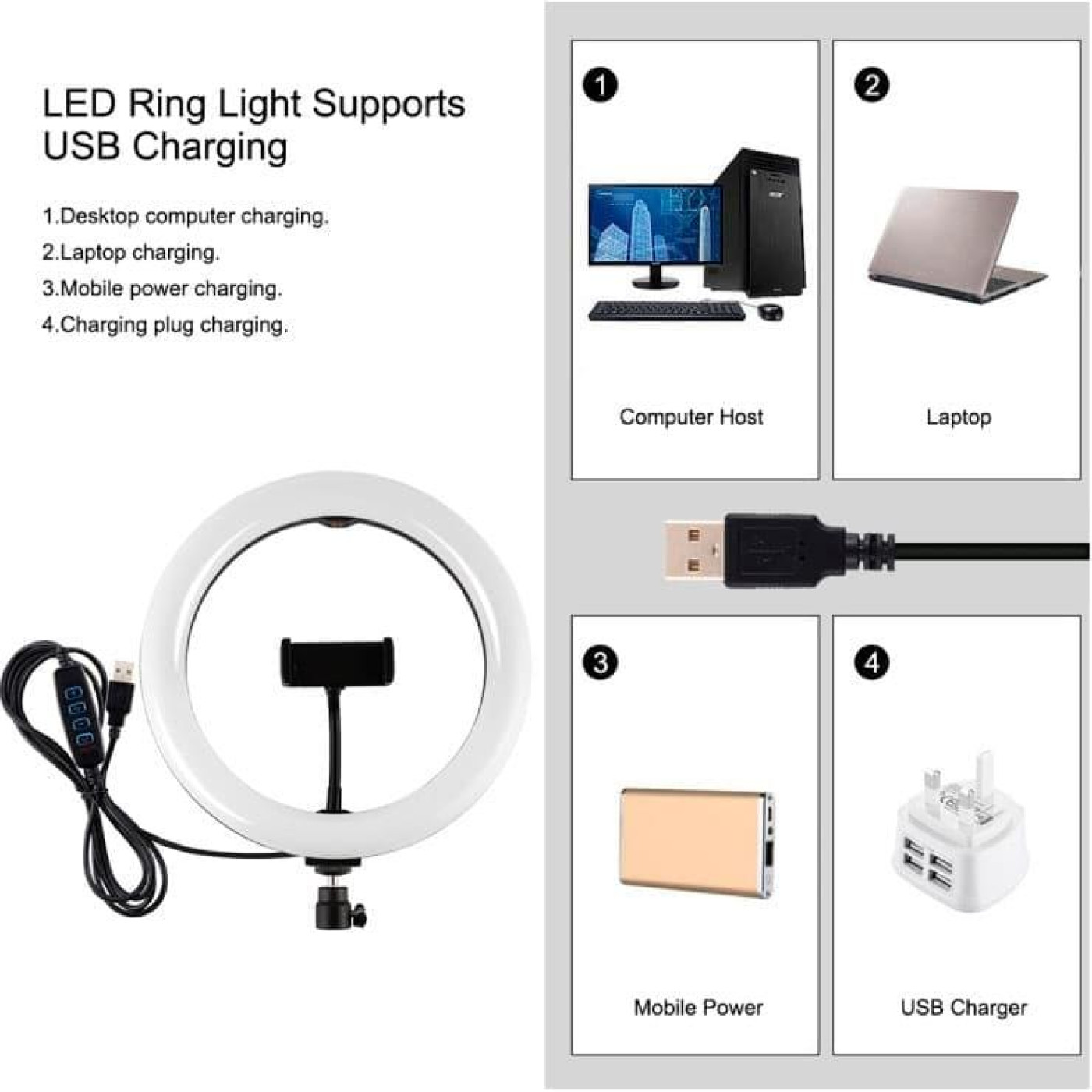 Кильцева USB LED лампа Puluz PKT3069B 10.2